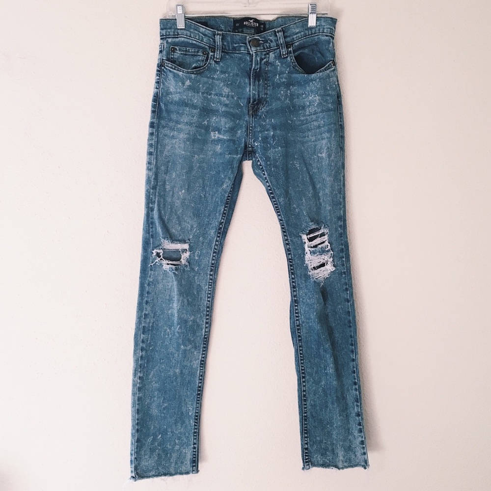 Hollister Men’s Jeans Raw Hem Distressed 30x32